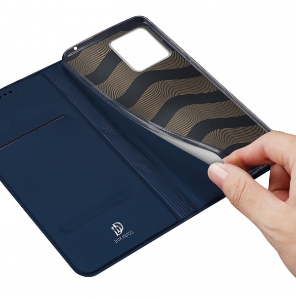Dux Ducis Skin Pro-fodral för Motorola Edge 30 Ultra flip-fodral kortplånboksställ blå