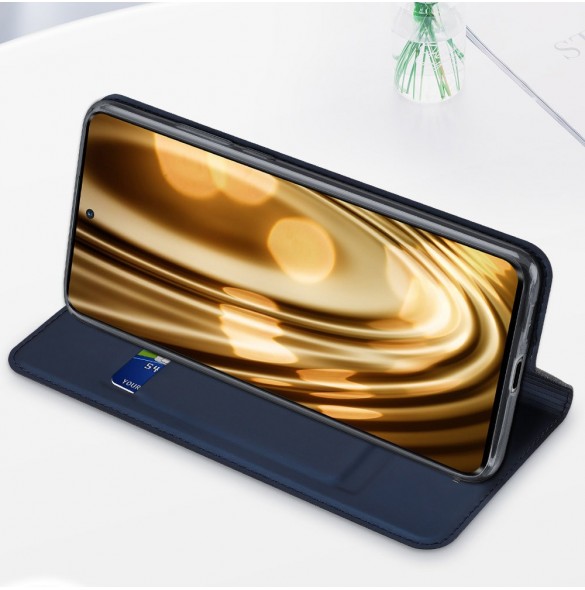Dux Ducis Skin Pro-fodral för Motorola Edge 30 Ultra flip-fodral kortplånboksställ blå