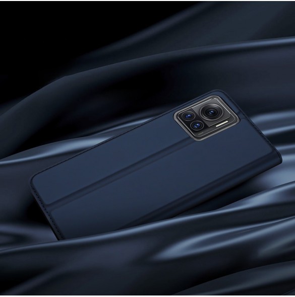 Dux Ducis Skin Pro-fodral för Motorola Edge 30 Ultra flip-fodral kortplånboksställ blå