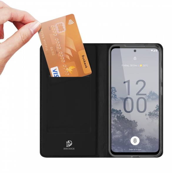 Dux Ducis Skin Pro fodral för Nokia X30 flip-fodral kort plånboksställ svart