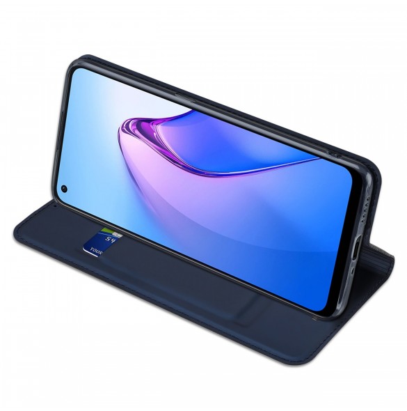Dux Ducis Skin Pro-fodral för Oppo Reno 8 flip-fodral kort plånboksställ blå