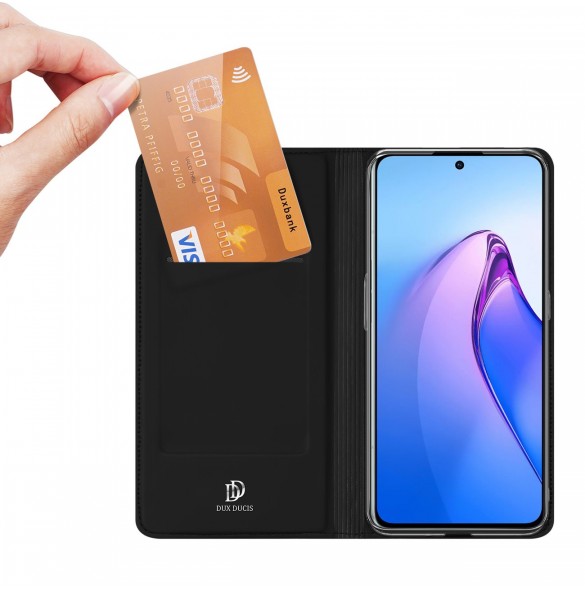 Dux Ducis Skin Pro-fodral för Oppo Reno 8 Pro flip-fodral plånboksställ svart