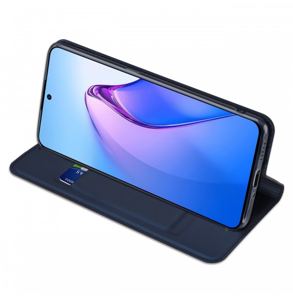 Dux Ducis Skin Pro-fodral för Oppo Reno 8 Pro flip-fodral kort plånboksställ blå
