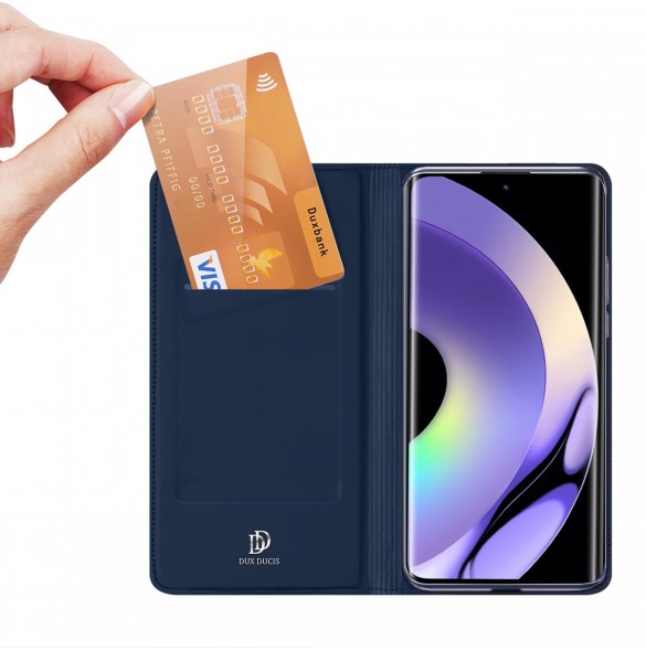 Dux Ducis Skin Pro-fodral för Realme 10 Pro Flip Card-plånboksställ Blå