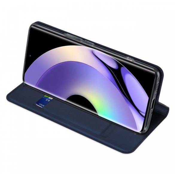 Dux Ducis Skin Pro-fodral för Realme 10 Pro+ flip-fodral plånboksställ blå