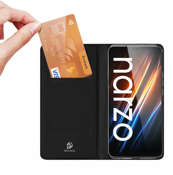 Dux Ducis Skin Pro Fodral För Realme C30 / Realme Narzo 50i Prime Cover Flip Card Plånboksställ Svart