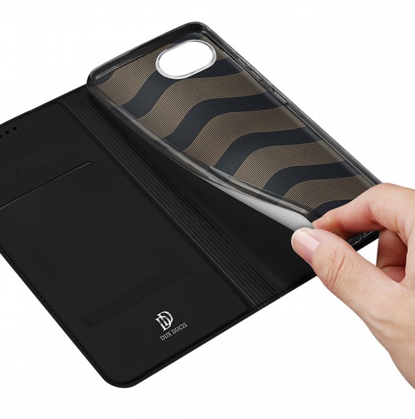 Dux Ducis Skin Pro Fodral För Realme C30 / Realme Narzo 50i Prime Cover Flip Card Plånboksställ Svart