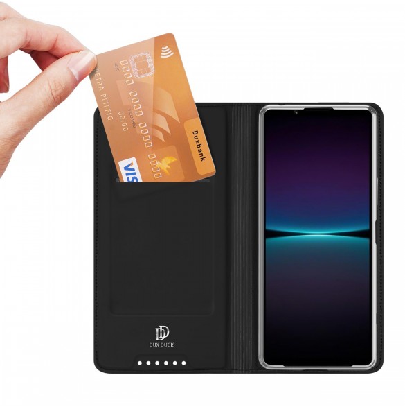 Dux Ducis Skin Pro Fodral för Sony Xperia 1 V Flip Card Plånboksställ Svart