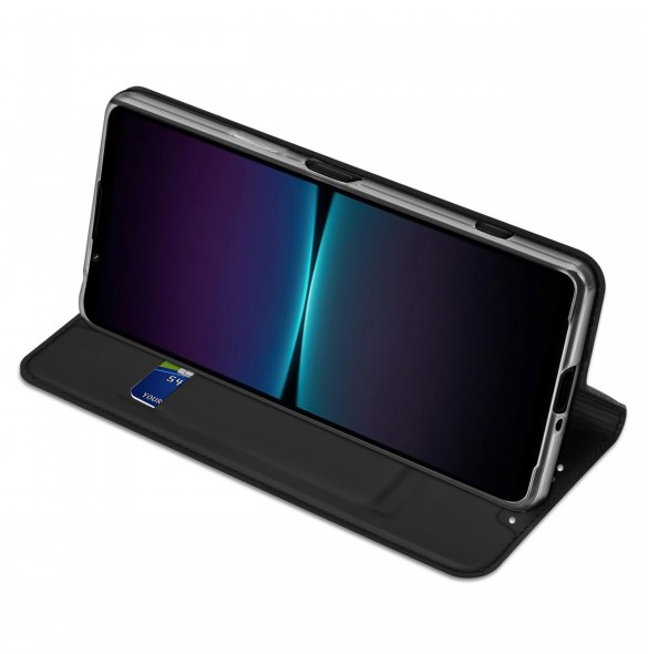 Dux Ducis Skin Pro Fodral för Sony Xperia 1 V Flip Card Plånboksställ Svart