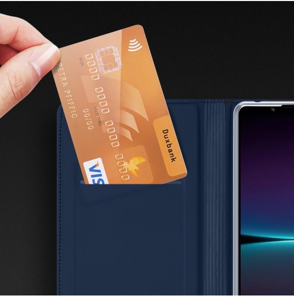 Dux Ducis Skin Pro Fodral för Sony Xperia 1 V Flip Card Plånboksställ Svart