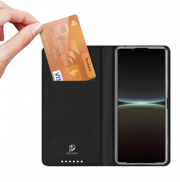 Dux Ducis Skin Pro-fodral för Sony Xperia 5 IV flip-cover-kortplånboksställ svart