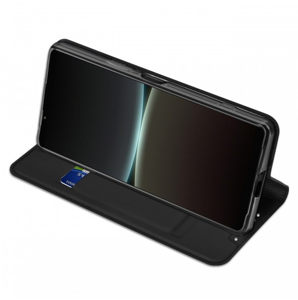Dux Ducis Skin Pro-fodral för Sony Xperia 5 IV flip-cover-kortplånboksställ svart