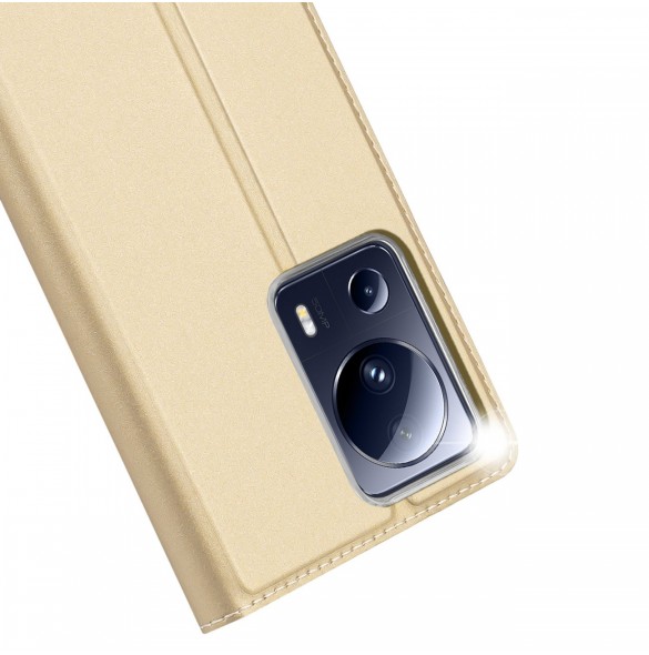 Dux Ducis Skin Pro-fodral för Xiaomi 13 Lite Flip Card-plånboksställ guld