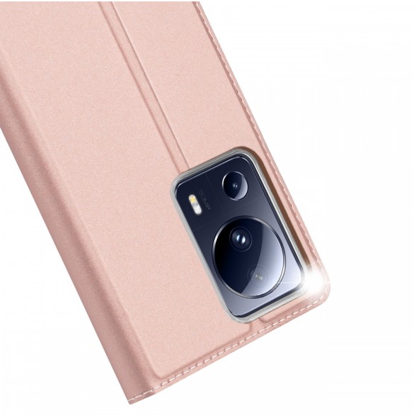 Dux Ducis Skin Pro-fodral för Xiaomi 13 Lite Flip Card-plånboksställ Rosa