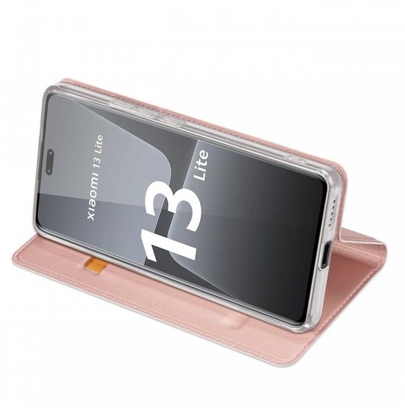 Dux Ducis Skin Pro-fodral för Xiaomi 13 Lite Flip Card-plånboksställ Rosa