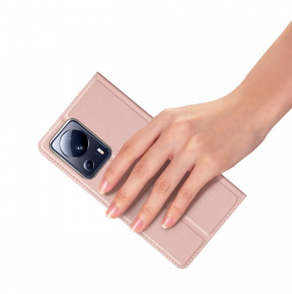Dux Ducis Skin Pro-fodral för Xiaomi 13 Lite Flip Card-plånboksställ Rosa
