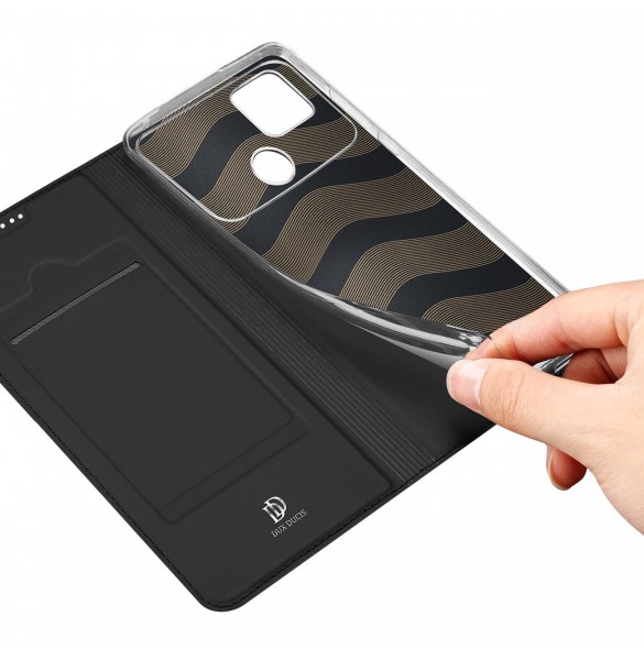 Dux Ducis Skin Pro-fodral för Xiaomi Poco C40-fodral med flip-kort-plånboksställ svart