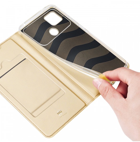 Dux Ducis Skin Pro-fodral för Xiaomi Poco C40 Flip Card-plånboksställ Guld