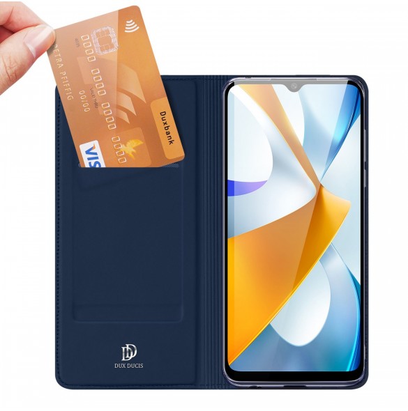 Dux Ducis Skin Pro-fodral för Xiaomi Poco C40 flip-cover-kortplånboksställ blå