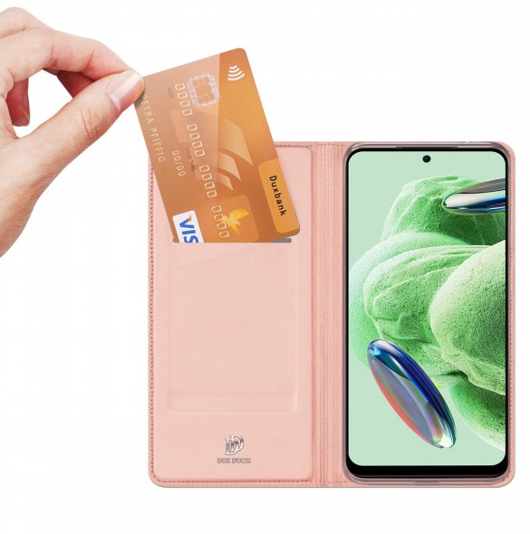 Dux Ducis Skin Pro Fodral För Xiaomi Redmi Note 12 5G / Poco X5 5G Cover Flip Card Plånboksställ Rosa