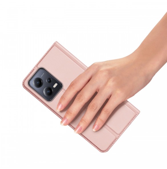 Dux Ducis Skin Pro Fodral För Xiaomi Redmi Note 12 5G / Poco X5 5G Cover Flip Card Plånboksställ Rosa