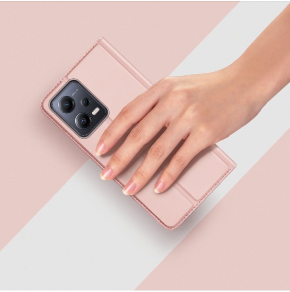 Dux Ducis Skin Pro Fodral För Xiaomi Redmi Note 12 5G / Poco X5 5G Cover Flip Card Plånboksställ Rosa