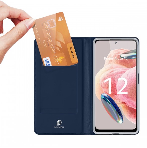 Dux Ducis Skin Pro-fodral till Xiaomi Redmi Note 12 Flip Card-plånboksställ Blå