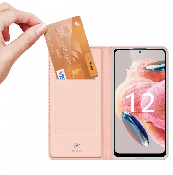 Dux Ducis Skin Pro Fodral för Xiaomi Redmi Note 12 Flip Card Plånboksställ Rosa