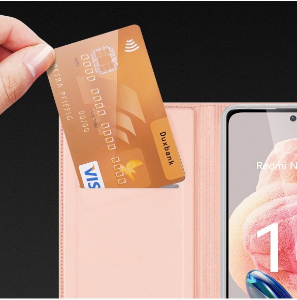 Dux Ducis Skin Pro Fodral för Xiaomi Redmi Note 12 Flip Card Plånboksställ Rosa