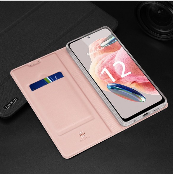 Dux Ducis Skin Pro Fodral för Xiaomi Redmi Note 12 Flip Card Plånboksställ Rosa