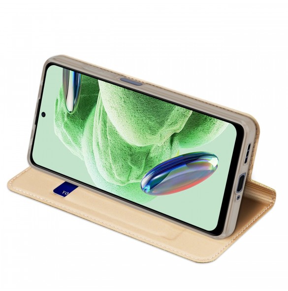 Dux Ducis Skin Pro Fodral För Xiaomi Redmi Note 12 Pro / Poco X5 Pro 5G Cover Flip Card Plånboksställ Guld