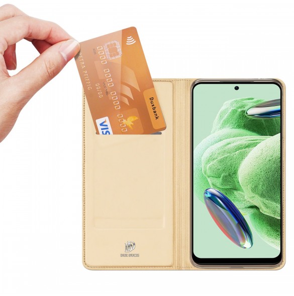 Dux Ducis Skin Pro-fodral till Xiaomi Redmi Note 12 Pro+ Flip Card-plånboksställ guld