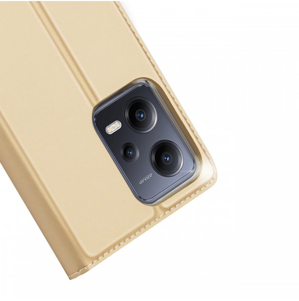 Dux Ducis Skin Pro-fodral till Xiaomi Redmi Note 12 Pro+ Flip Card-plånboksställ guld