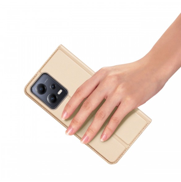 Dux Ducis Skin Pro-fodral till Xiaomi Redmi Note 12 Pro+ Flip Card-plånboksställ guld