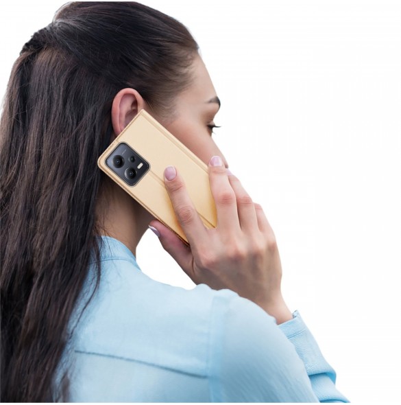 Dux Ducis Skin Pro-fodral till Xiaomi Redmi Note 12 Pro+ Flip Card-plånboksställ guld