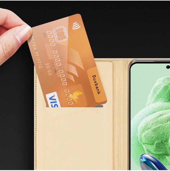 Dux Ducis Skin Pro-fodral till Xiaomi Redmi Note 12 Pro+ Flip Card-plånboksställ guld