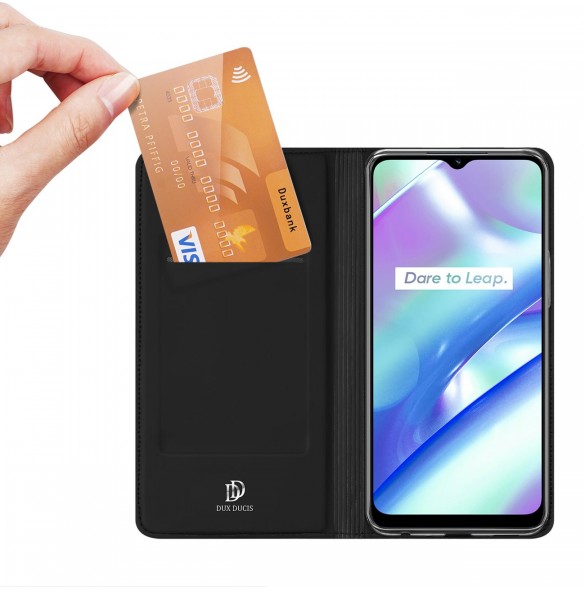 Dux Ducis Skin Pro Fodral Realme C33 Flip Card Plånboksställ Svart