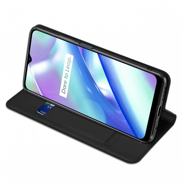 Dux Ducis Skin Pro Fodral Realme C33 Flip Card Plånboksställ Svart