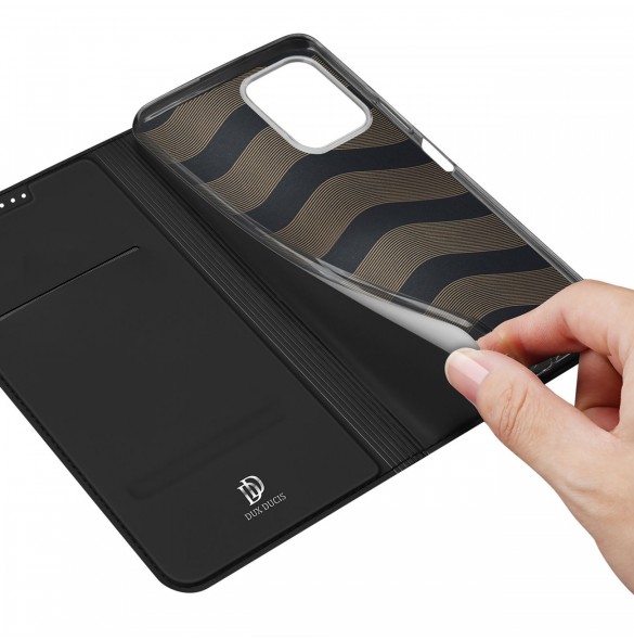 Dux Ducis Skin Pro Fodral Realme C33 Flip Card Plånboksställ Svart