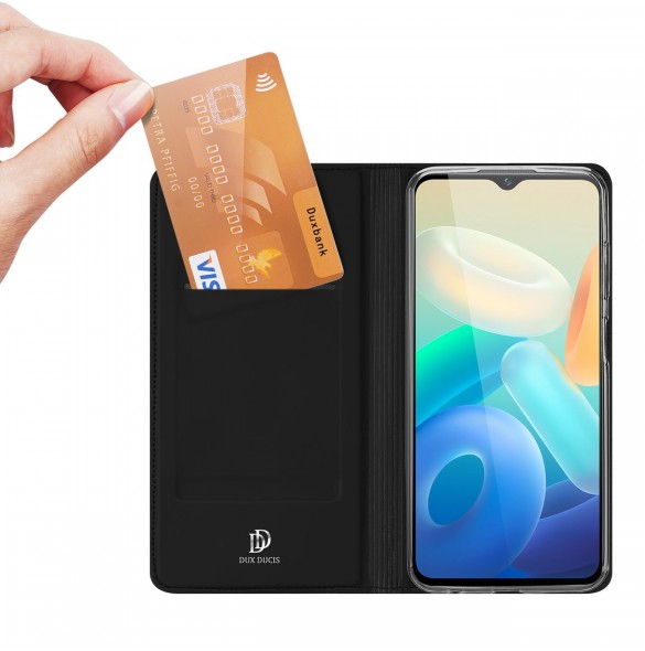 Dux Ducis Skin Pro fodral Vivo Y16 / Y02s plånbokshölsterfodral med flik svart