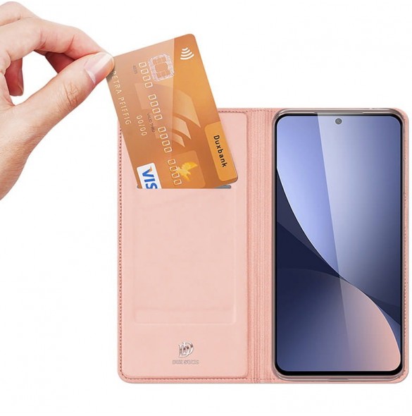 Dux Ducis Skin Pro flipfodral, plånbok och stativ för Xiaomi Poco M6 Pro / Redmi 12/12R - rosa