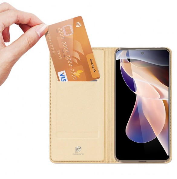 Dux Ducis Skin Pro hölsterfodral Cover Flip Poco M4 Pro 5G guld