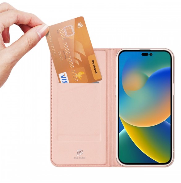 Dux Ducis Skin Pro hölster skal flip skal för iPhone 14 Pro rosa