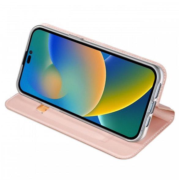 Dux Ducis Skin Pro hölster skal flip skal för iPhone 14 Pro rosa