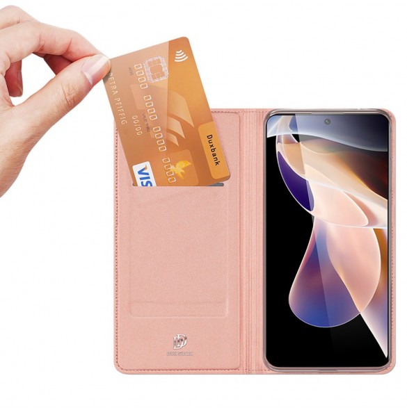 Dux Ducis Skin Pro Hölster Cover Flip Cover för Poco M4 Pro 5G rosa
