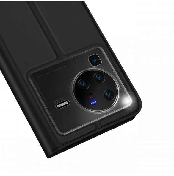 Dux Ducis Skin Pro hölsterskydd flip-skydd för Vivo X80 Pro svart