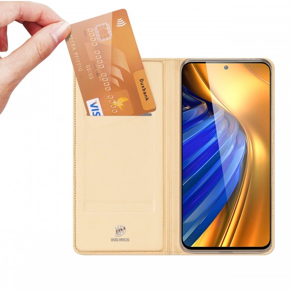 Dux Ducis Skin Pro Hölster Cover Flip Cover för Xiaomi Poco F4 5G guld