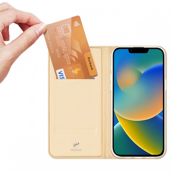 Dux Ducis Skin Pro Holster Flip Cover för iPhone 14 Plus guld