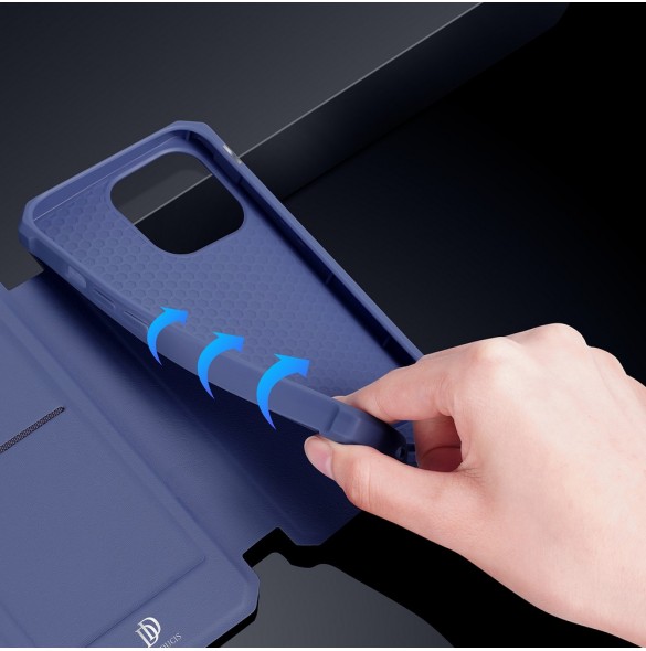 DUX DUCIS Skin X Bokhylla typ fodral för iPhone 13 blå