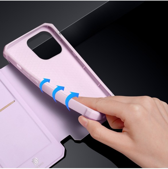 DUX DUCIS Skin X Bokhylla typ fodral för iPhone 13 Pro rosa